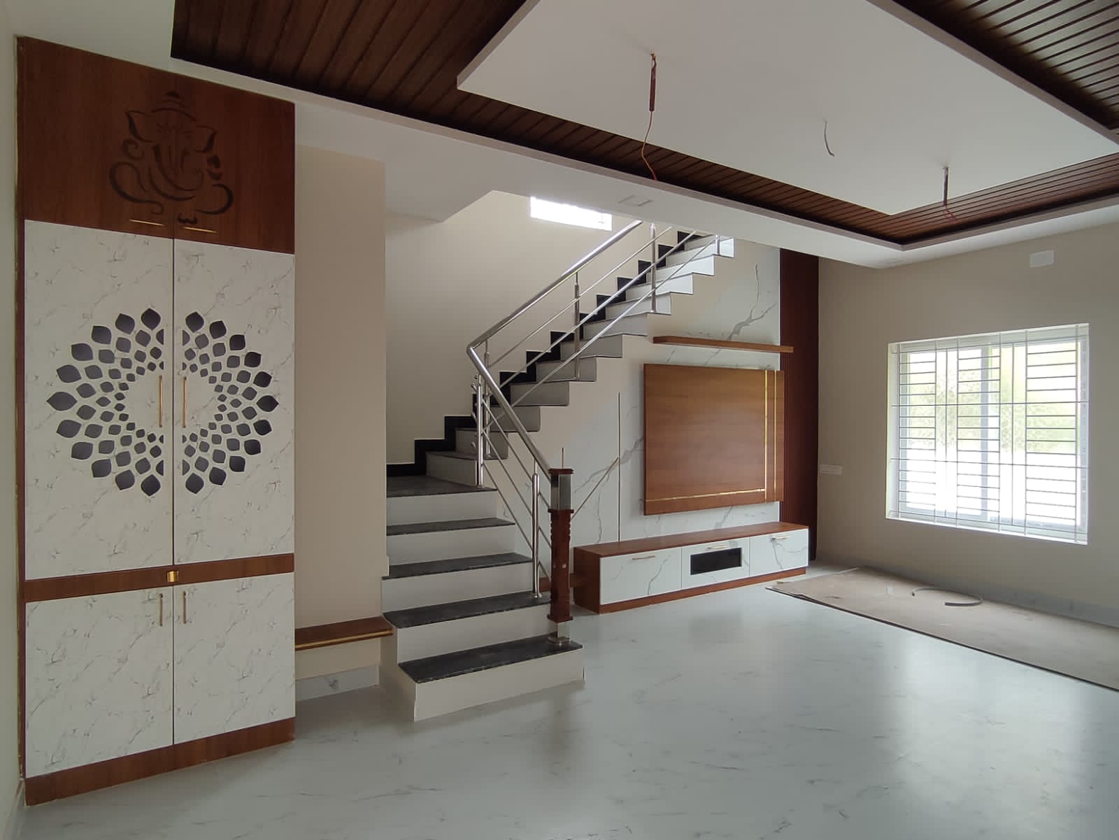 TV unit along with pooja room